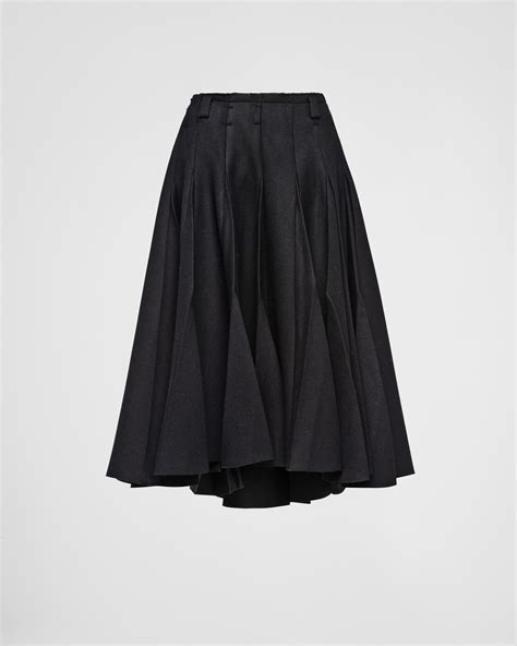 prada denim skirt|Prada black pleated skirt.